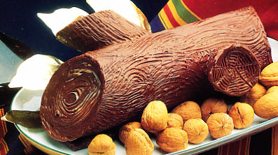 Tronco de Navidad de castañas y mousse de chocolate