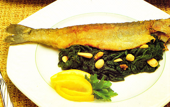 Trucha con espinacas