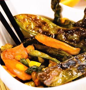 Verduras salteadas con naranja y salsa de ostras
