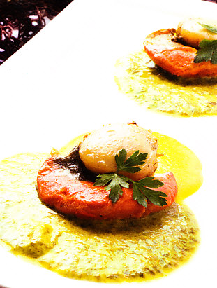 Vieiras a las dos salsas