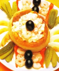Volavanes con gambas