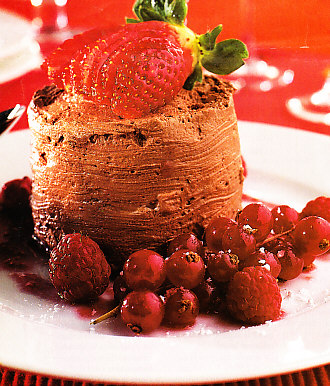 Yogur helado con frutas rojas