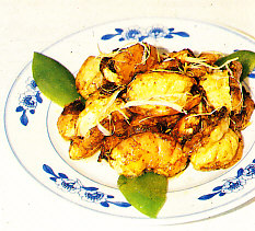 Zha pen ming xia duan (langostinos fritos)